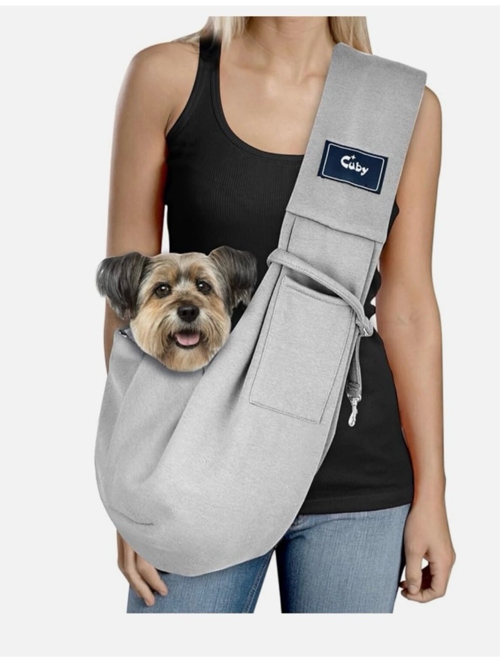 Cuby Dog & Cat Sling Carrier Hands Free Reversible Gray Black & White New